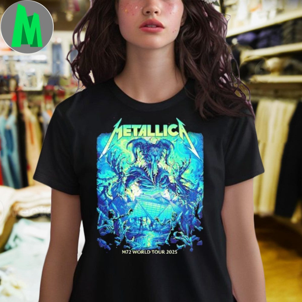 Design Metallica M72 World Tour Atlanta GA 2025 June 3 Mercedes-Benz Stadium Pop-Up Shop Merch Heavy Metal Band T-Shirt