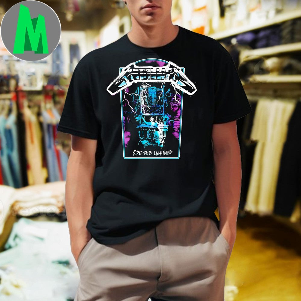 Design Metallica Ride The Lightning Vintage Tracks Distressed Electric Chair Shirt