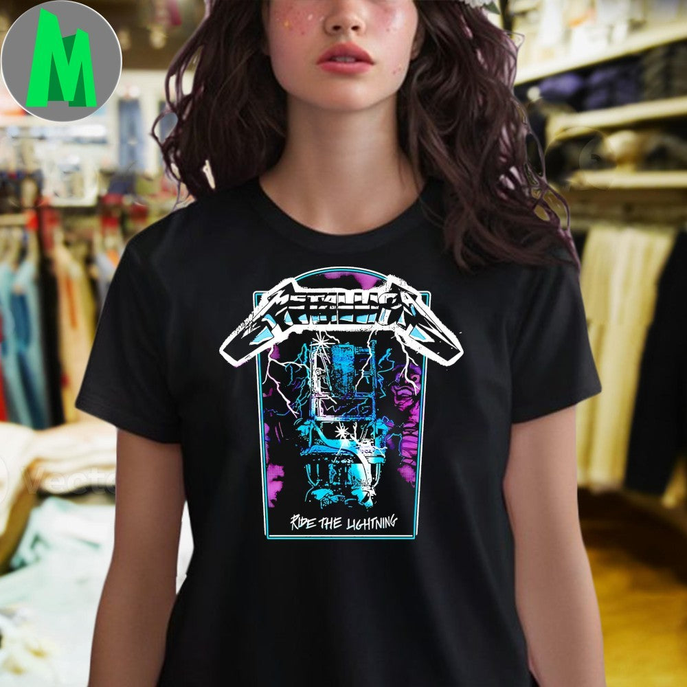 Design Metallica Ride The Lightning Vintage Tracks Distressed Electric Chair Shirt