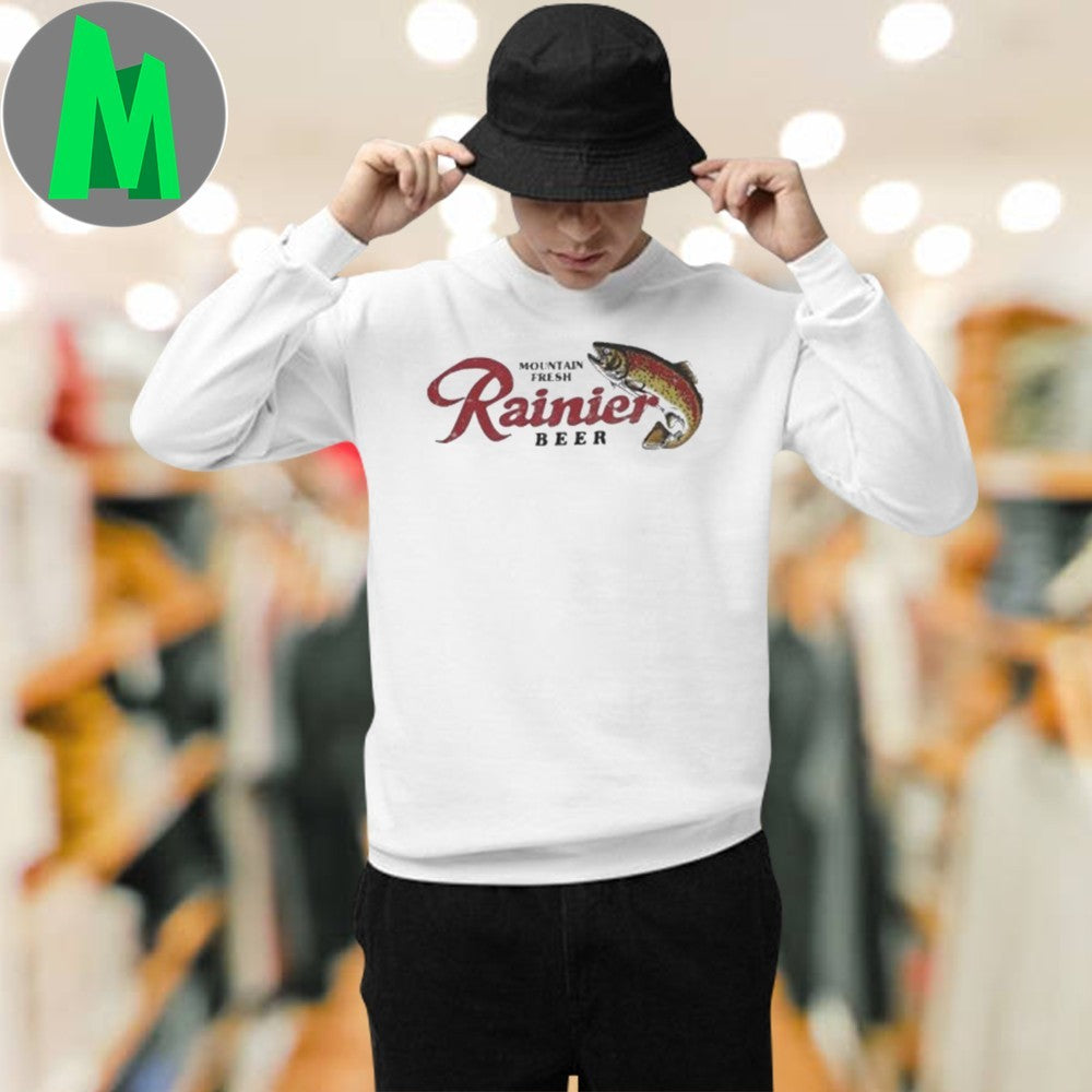 Design Mountain Fresh Rainier Beer Trout Fishing Shirt