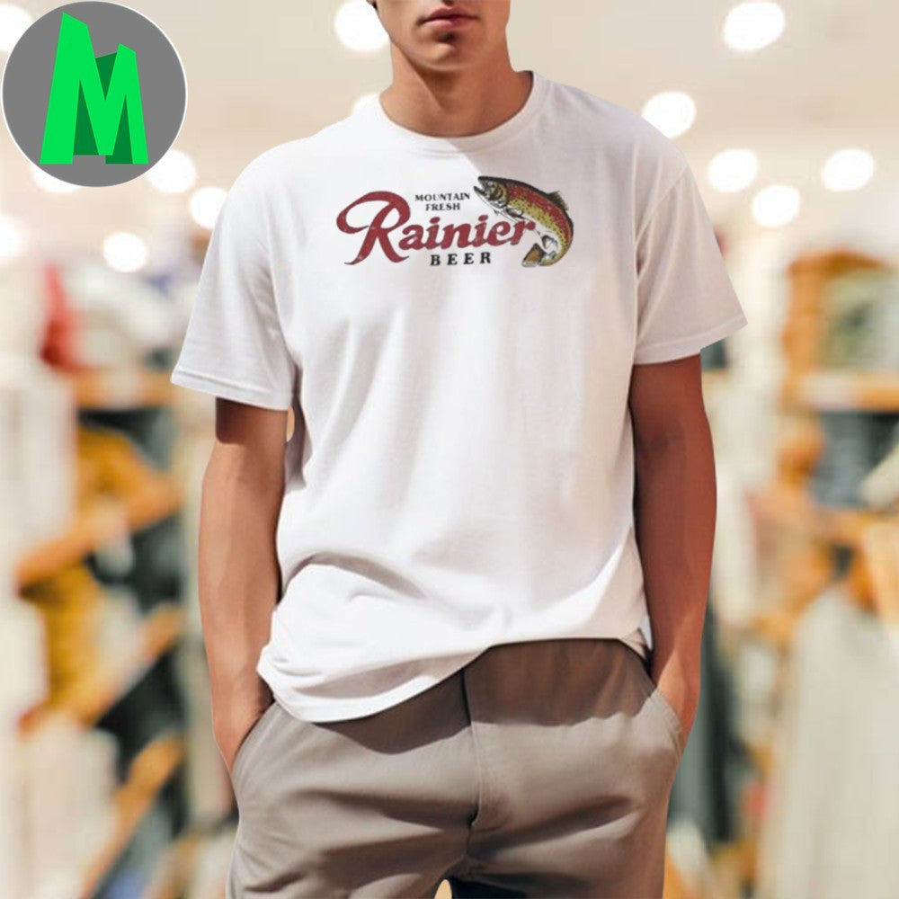 Design Mountain Fresh Rainier Beer Trout Fishing Shirt