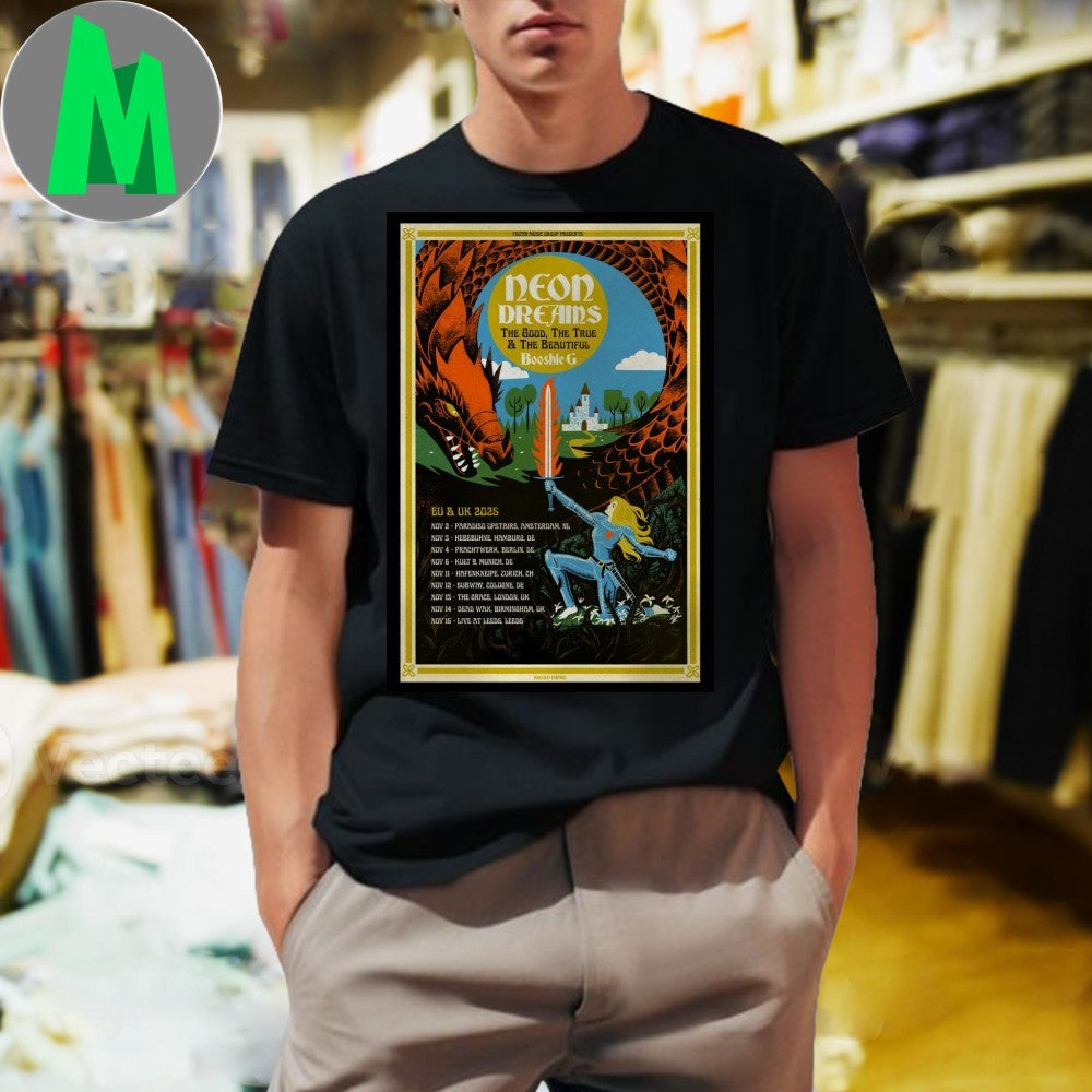 Design Neon Dreams EU UK 2025 Tour Concert Music Band Dragon Knight Poster Fan Shirt