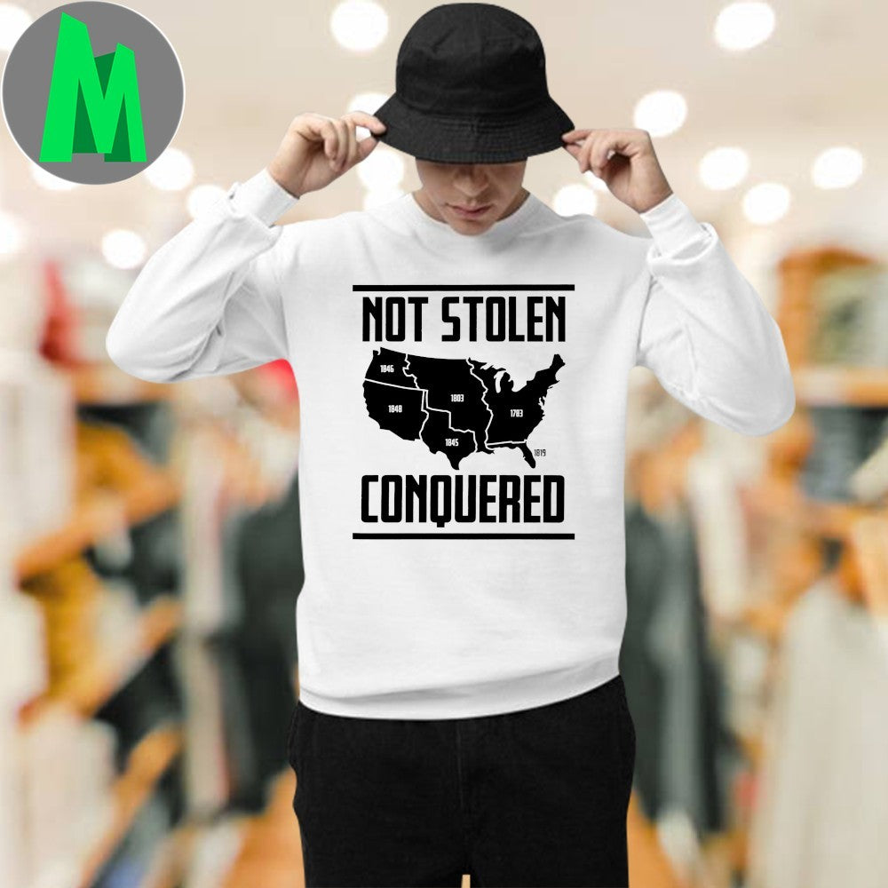 Design Not Stolen Conquered US Map Historical Graphic T-Shirt