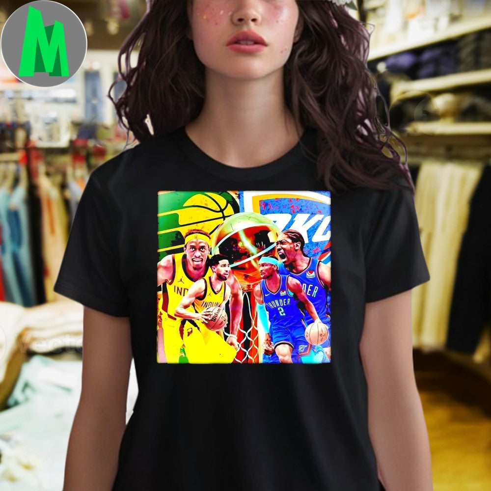 Design OKC Thunder vs Indiana Pacers Retro Basketball Finals Fan T-Shirt