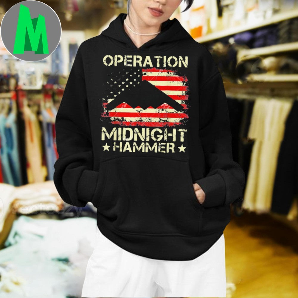 Design Operation Midnight Hammer B-2 Bomber American Flag Graphic T-Shirt