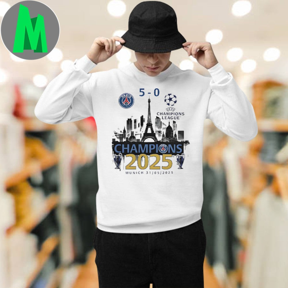Design Paris Saint-Germain PSG Champions League Winner 2025 Football Fan T-Shirt