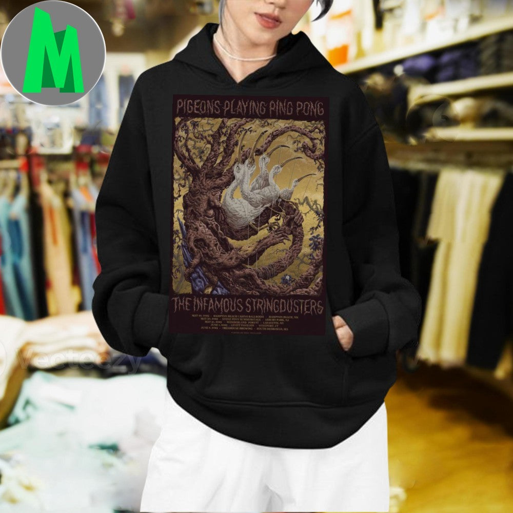 Design Pigeons Playing Ping Pong The Infamous Stringdusters Westport CT 2025 Live Concert Poster Collectible Fan Shirt