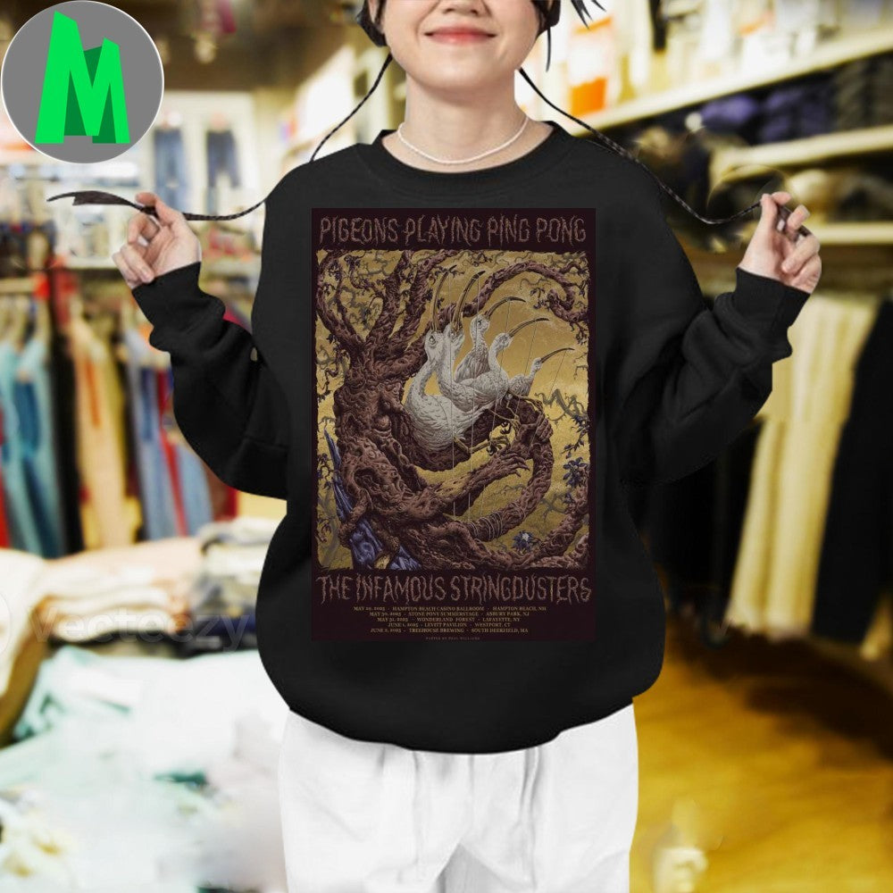 Design Pigeons Playing Ping Pong The Infamous Stringdusters Westport CT 2025 Live Concert Poster Collectible Fan Shirt
