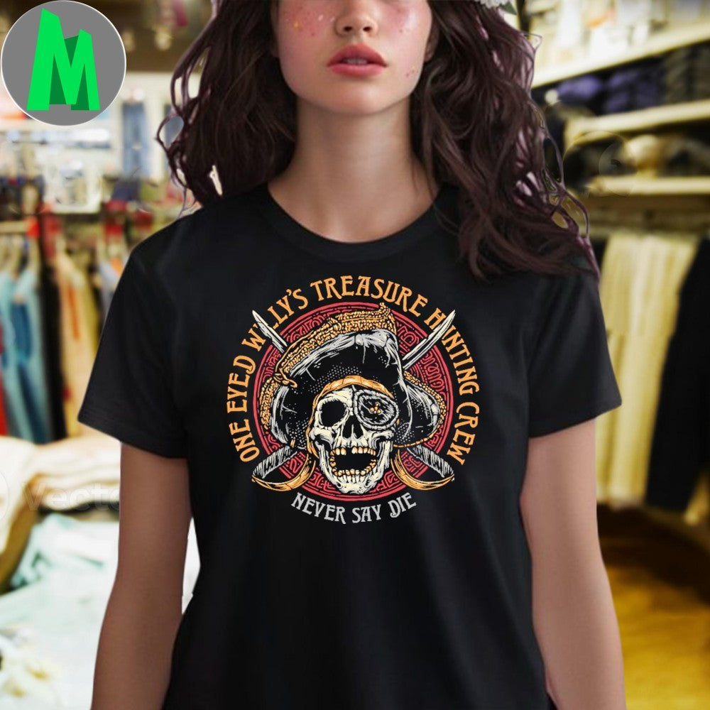 Design Pirate Skull Treasure Hunting Crew Graphic T-Shirt