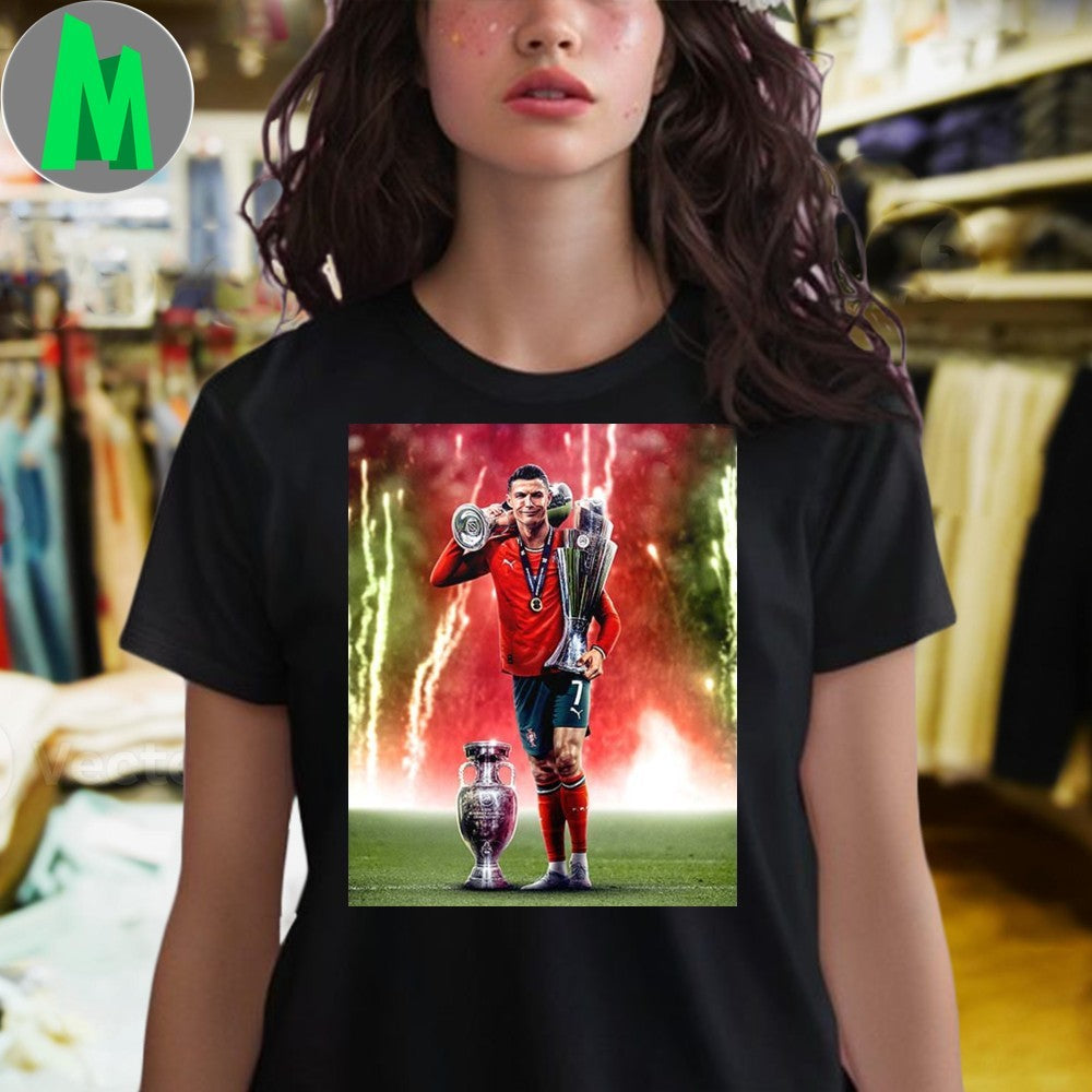 Design Portugal Win UEFA Nations League 2025 In Germany After Ronaldo 3 Trophies Shirt