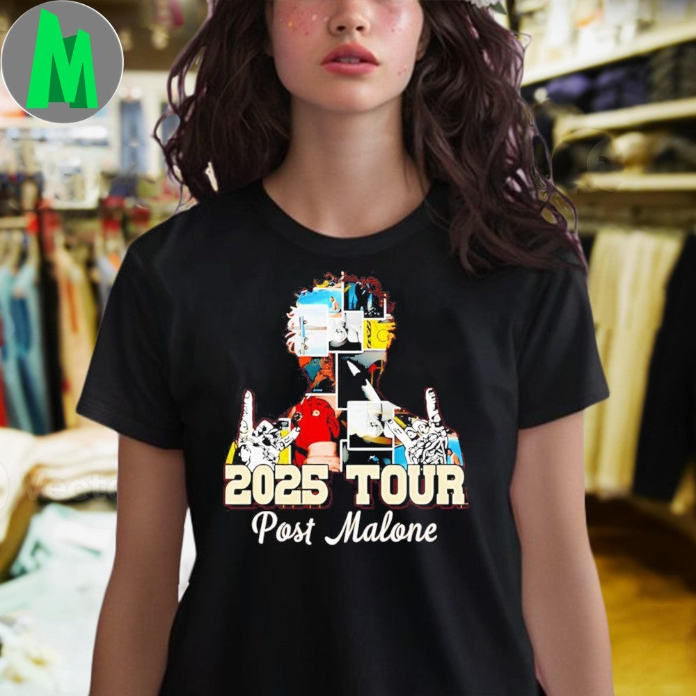 Design Post Malone The Big Ass Stadium 2025 Tour Art Photo Collage T-Shirt