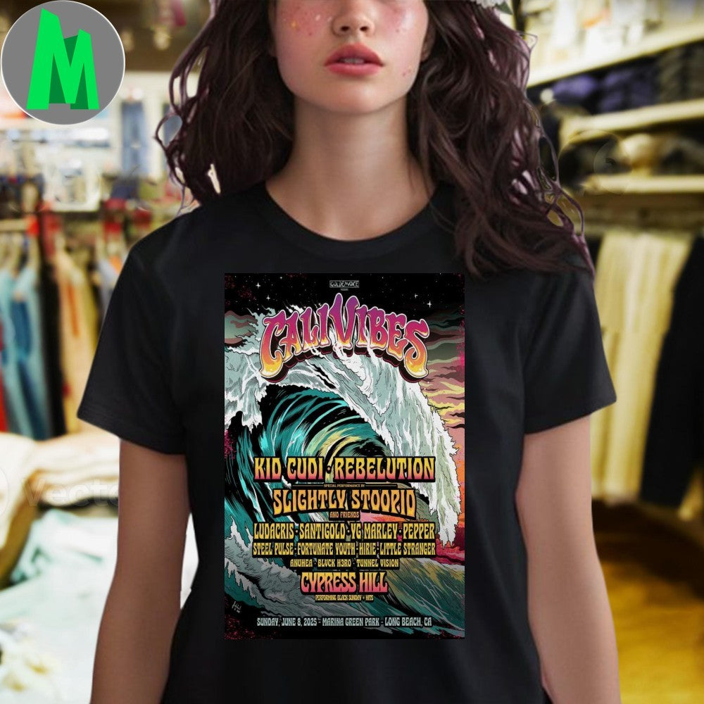 Design Poster Cali Vibes Long Beach, California June 8, 2025 Shirt