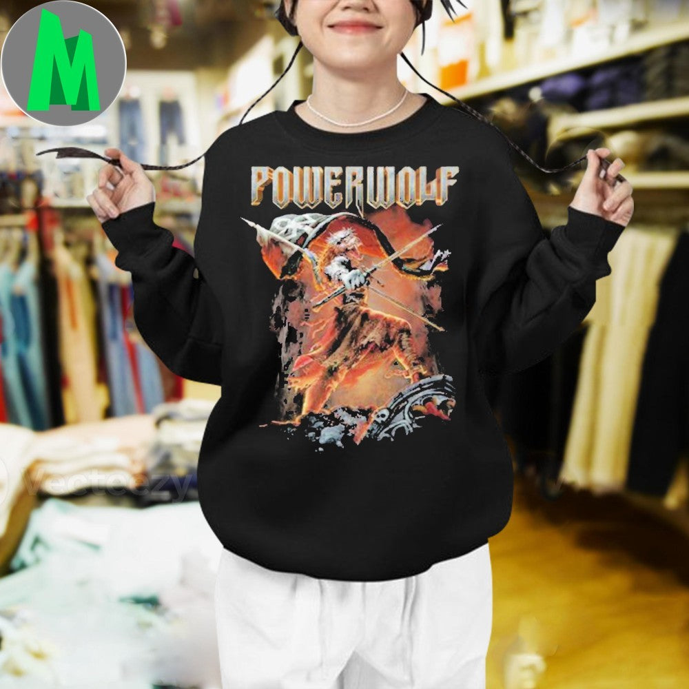 Design Powerwolf Wild For Life Metal Band Wolf Warrior Graphic T-Shirt