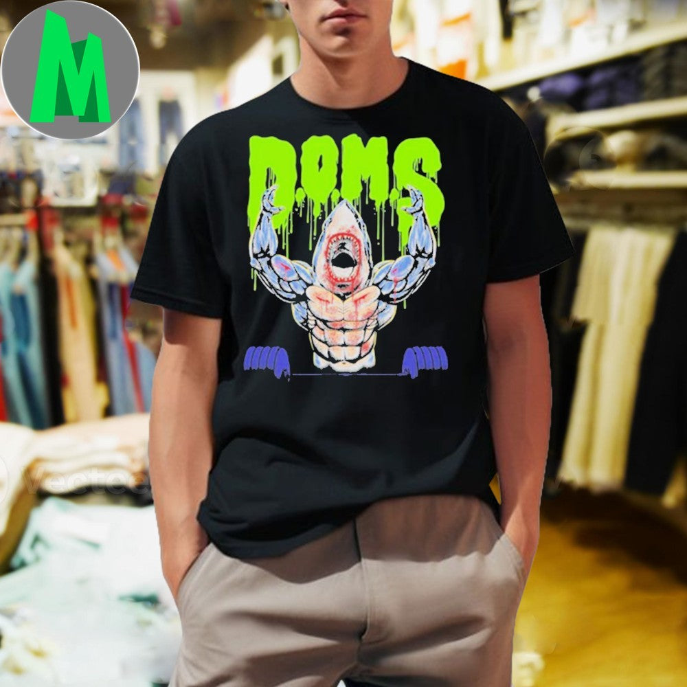 Design Raskol Apparel DOMS Muscle Shark Weightlifting Graphic T-Shirt