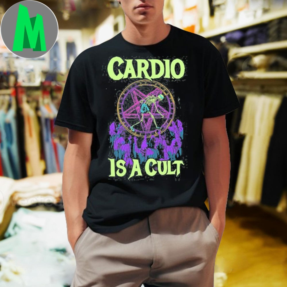 Design Raskolapparel Cardio Is A Cult Gym Fitness Workout Skeleton Pentagram Gothic Funny Fan Shirt