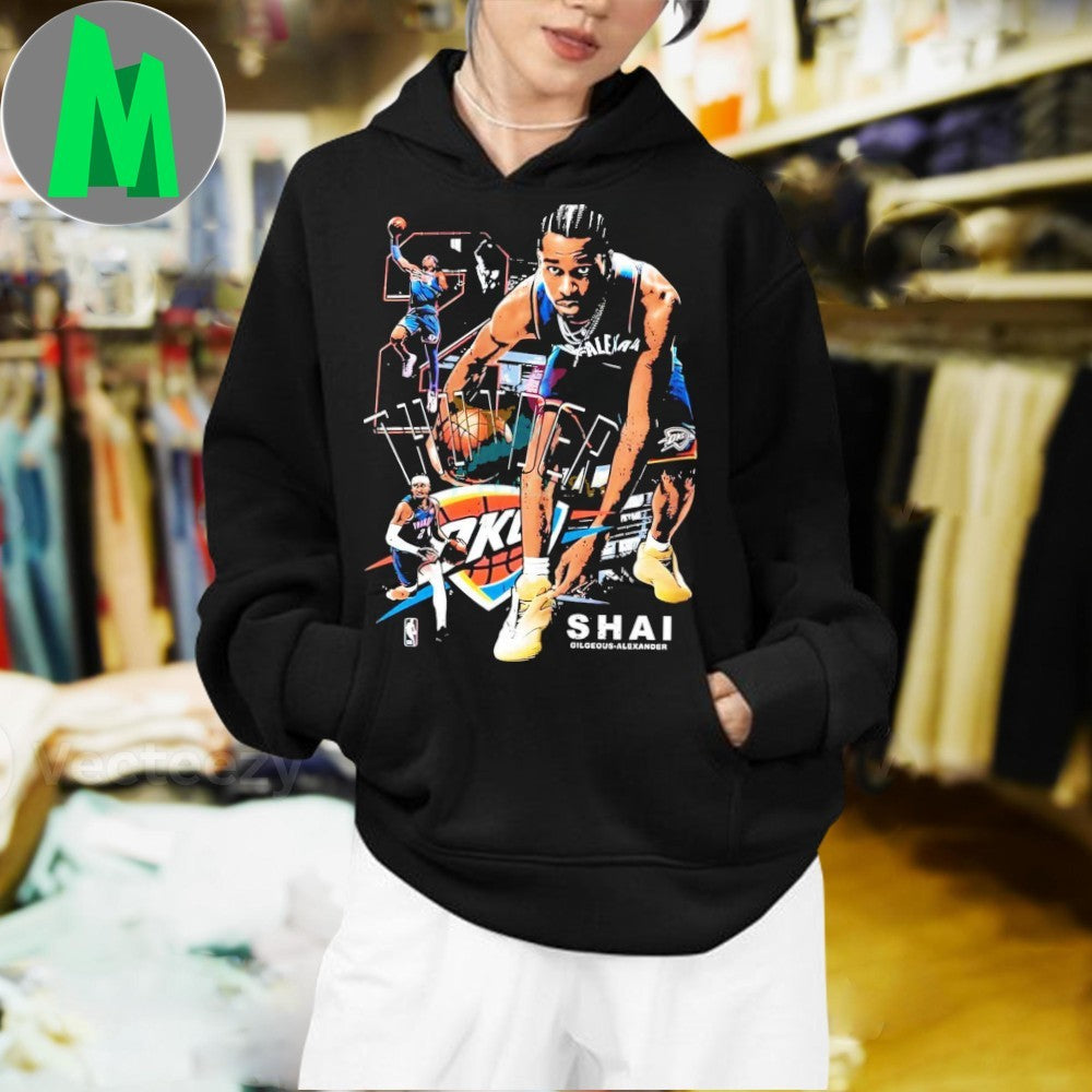 Design Shai Gilgeous Alexander Oklahoma City Thunder Dynamic Action Collage Shirt