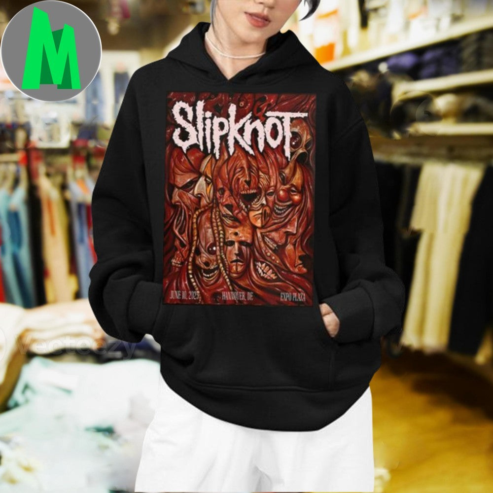 Design Slipknot Hannover DE Expo Plaza June 10 2025 Red Horror Masks Concert Graphic T-Shirt