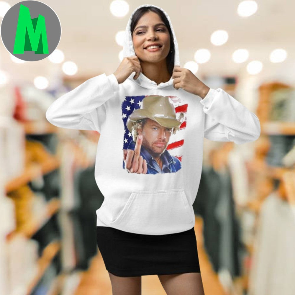 Design Toby Keith 4th of July American Flag Middle Finger Graphic T-Shirt