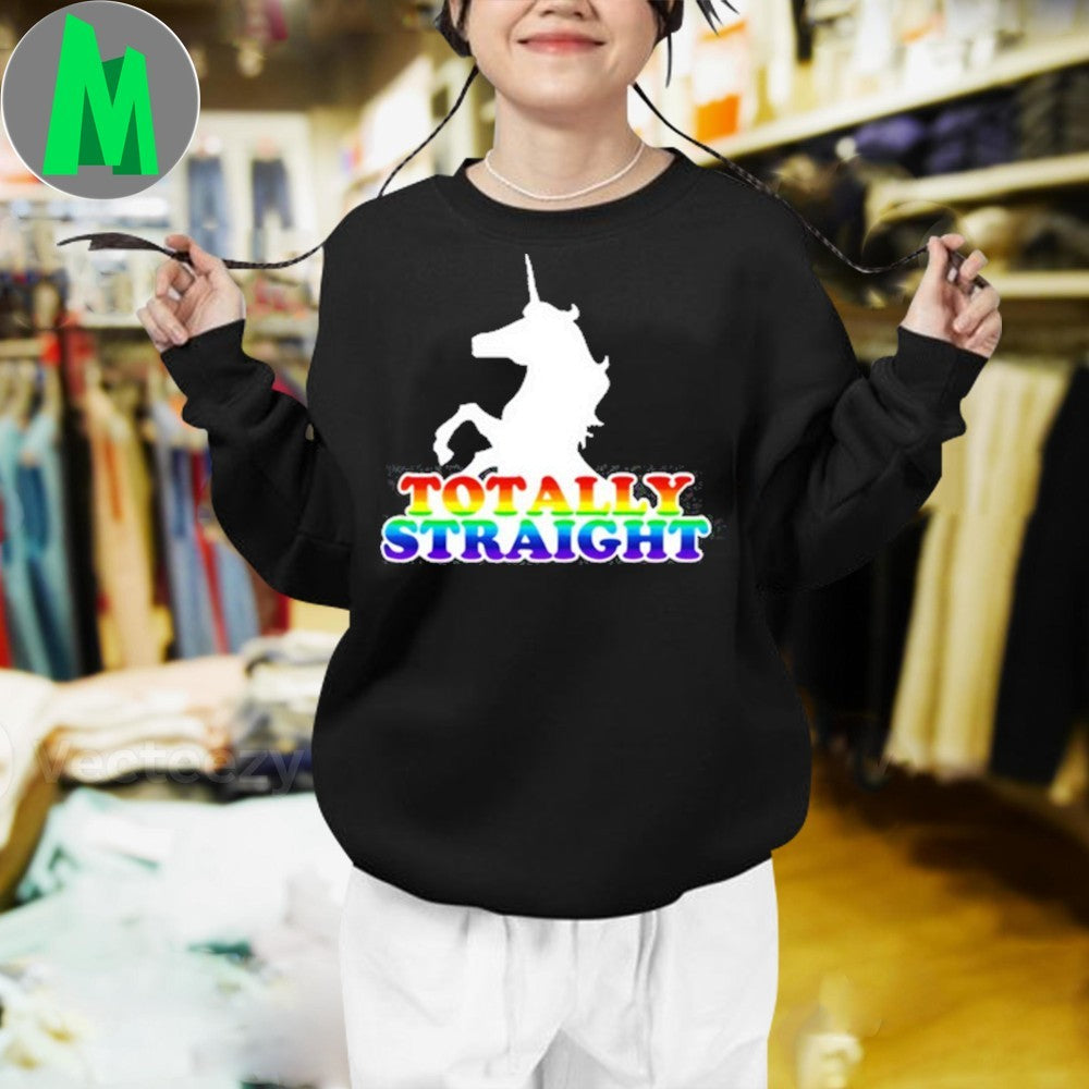 Design Totally Straight Rainbow Unicorn Graphic T-Shirt