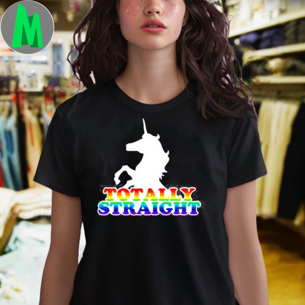 Design Totally Straight Rainbow Unicorn Graphic T-Shirt