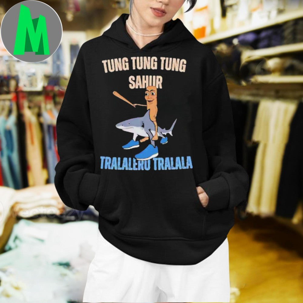 Design Tung Tung Tung Sahur Tralalero Tralala Shark Baseball Bat Meme Graphic T-Shirt