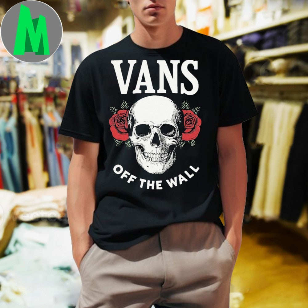 Design Vans Off The Wall Skull & Roses Graphic T-Shirt