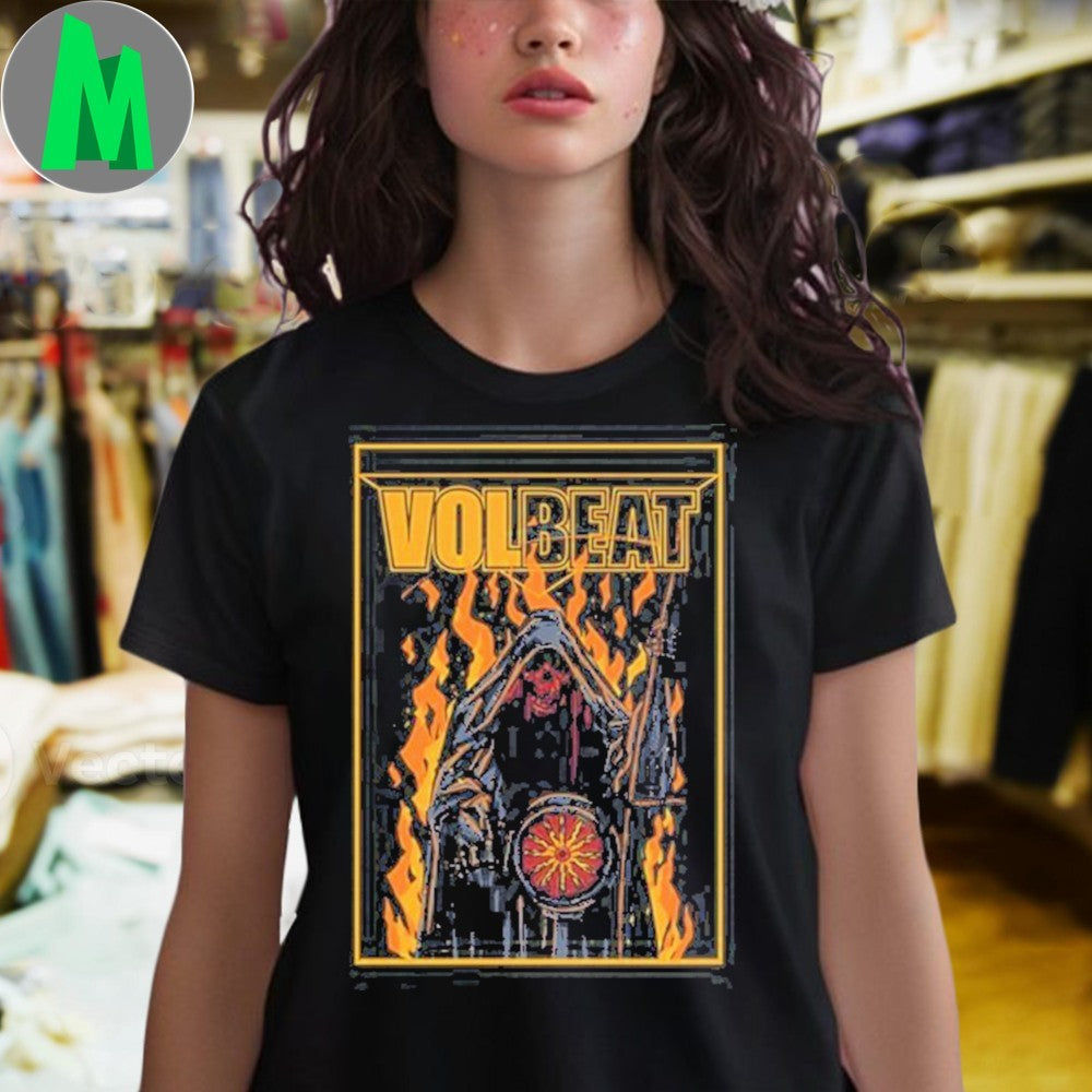 Design Volbeat Heavy Metal Rock Band Grim Reaper Flames Metal Hammer Issue 401 Exclusive Fan Shirt