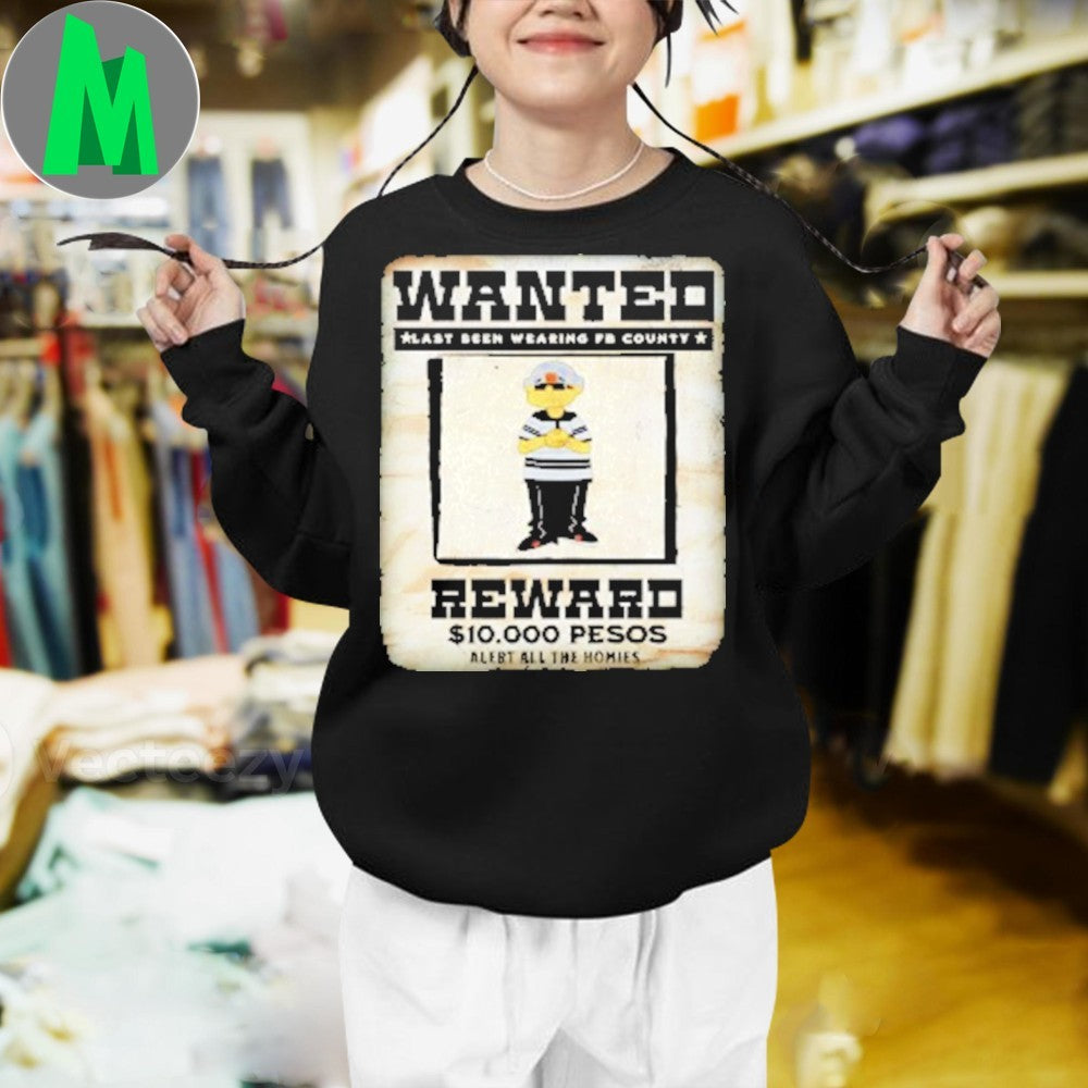 Design Wanted Reward Last Seen Wearing FB County Graphic T-Shirt