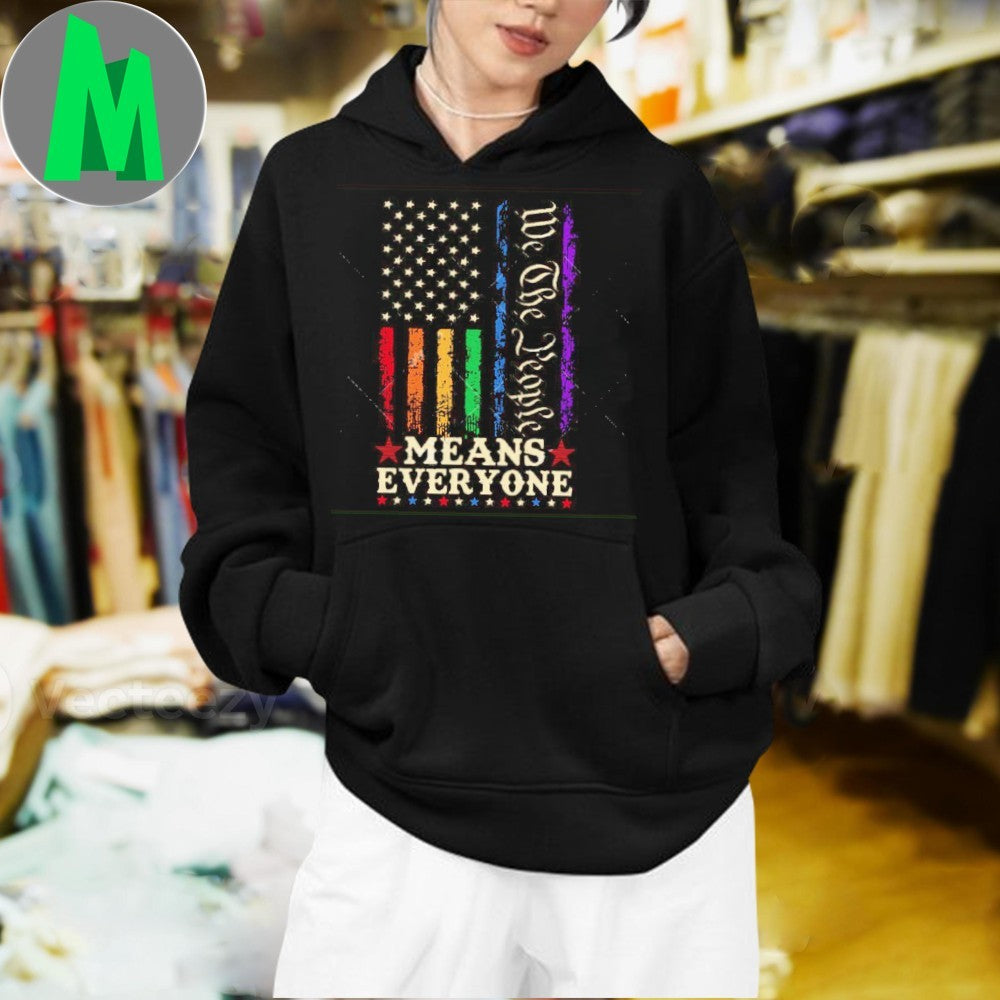 Design We The People Means Everyone US Constitution LGBT Pride Flag T-Shirt