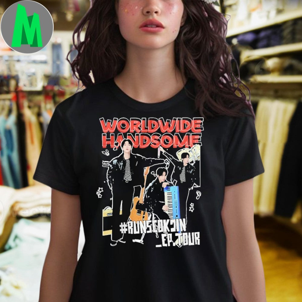 Design Worldwide Handsome Run Seokjin EP Tour 2025 BTS T-Shirt