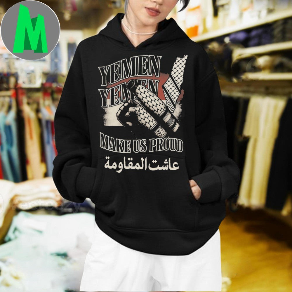 Design Yemen Make Us Proud Keffiyeh Flag Resistance Support Graphic T-Shirt