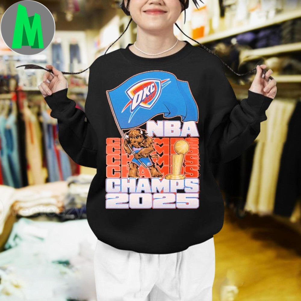 Design Youth OKC Thunder 2025 NBA Champions Rumble Flag Graphic T-Shirt
