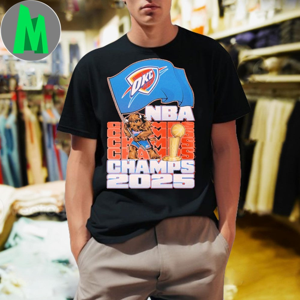 Design Youth OKC Thunder 2025 NBA Champions Rumble Flag Graphic T-Shirt