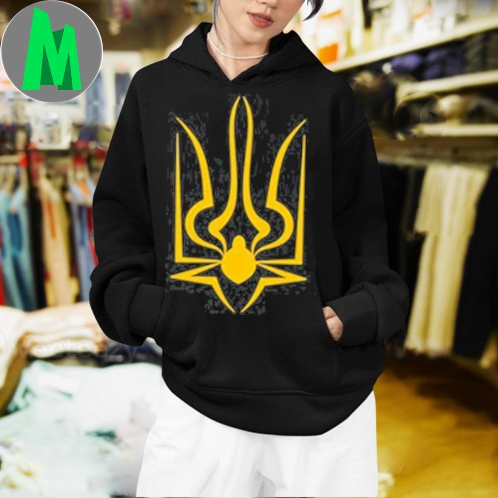 Design Yuri The Coat Of Arms Of Ukraine Spider Web Patriotic Support Graphic T-Shirt