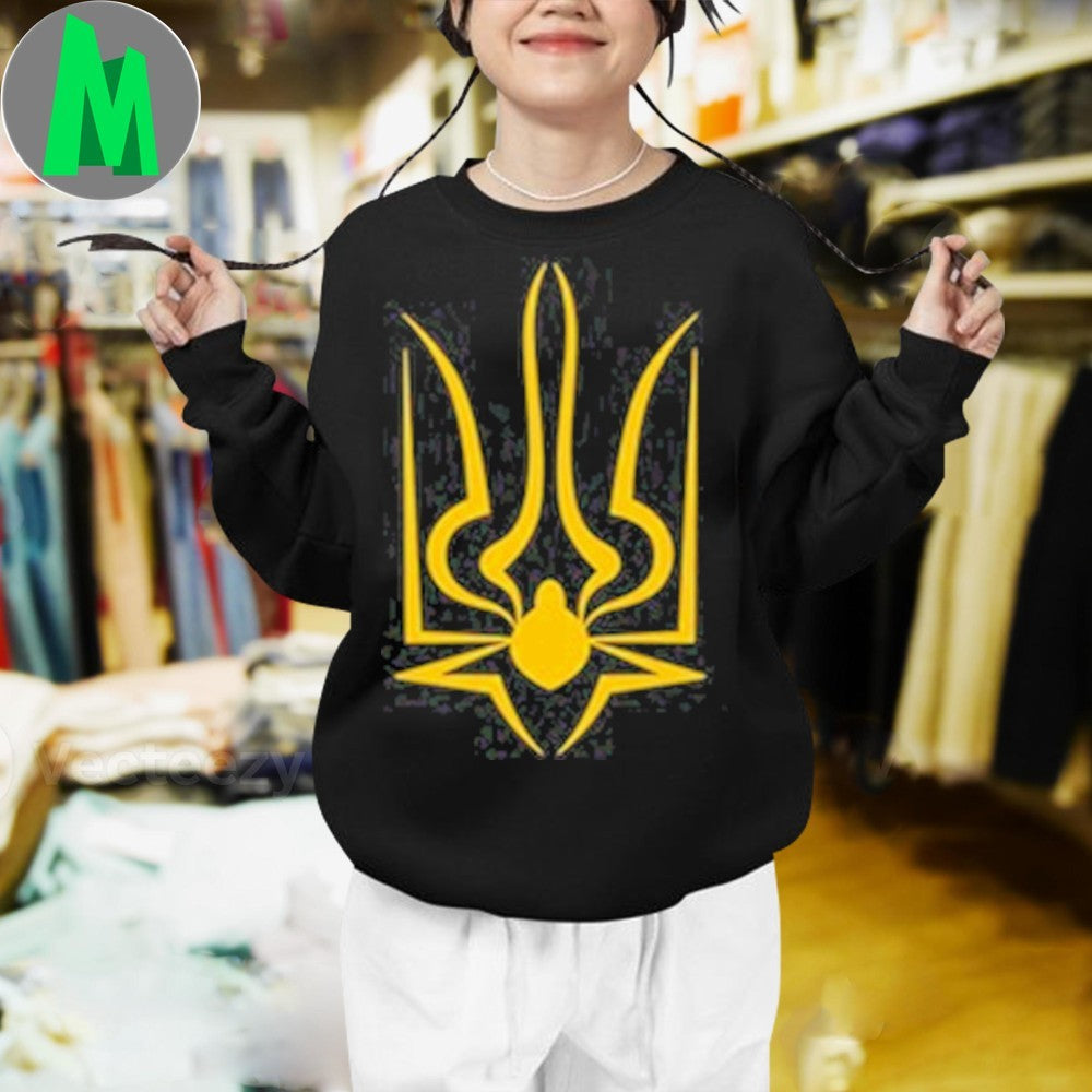 Design Yuri The Coat Of Arms Of Ukraine Spider Web Patriotic Support Graphic T-Shirt