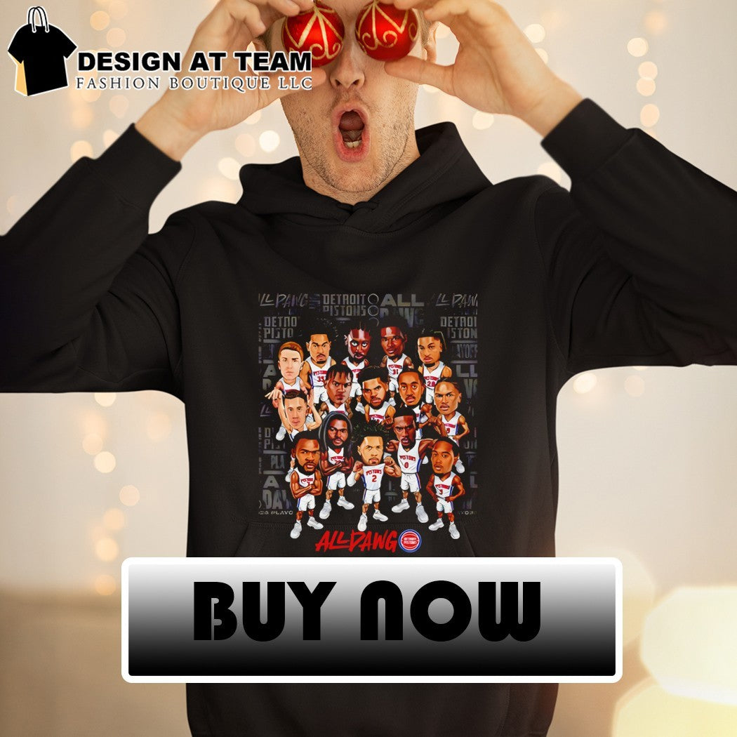 Detroit Pistons Basketball All Dawg Playoffs ’26 caricature shirt