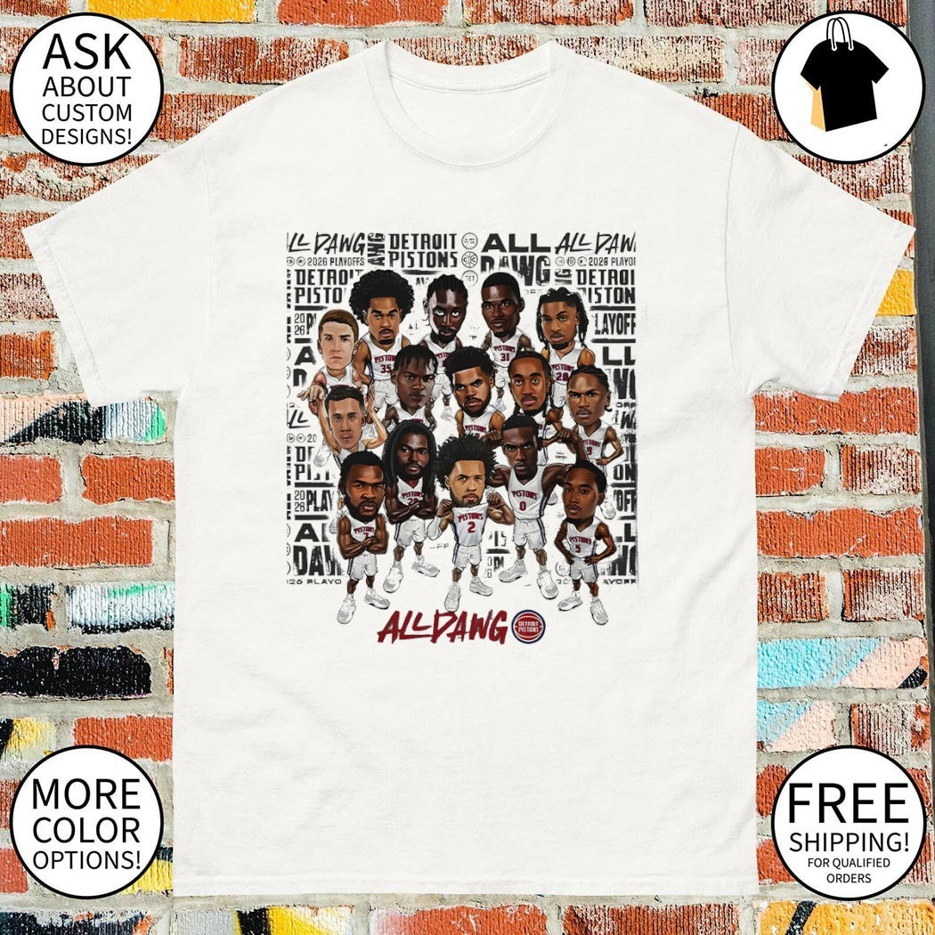 Detroit Pistons Basketball Playoffs ’26 All Dawg caricature vintage shirt