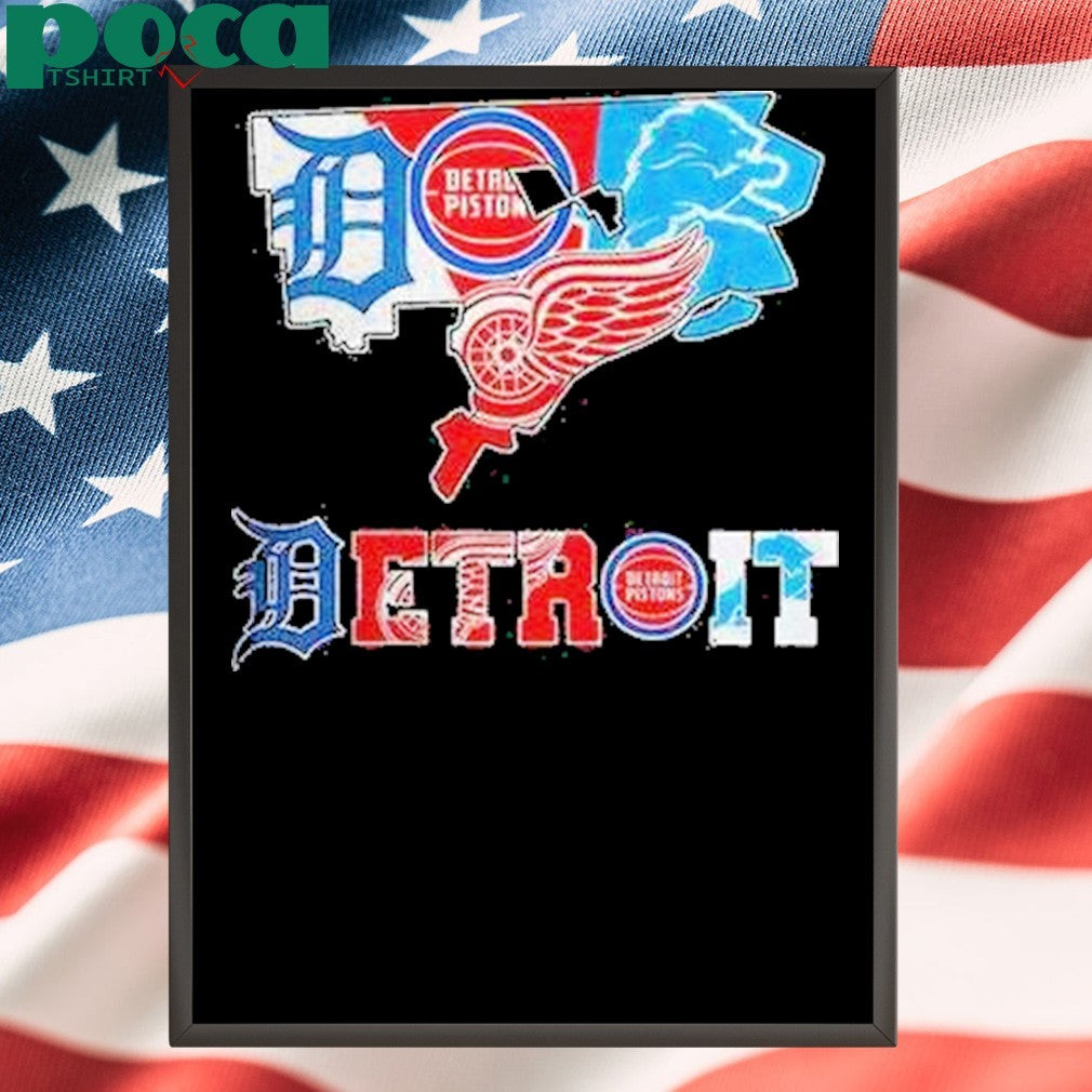 Detroit Sports Team Map Logo Shirt