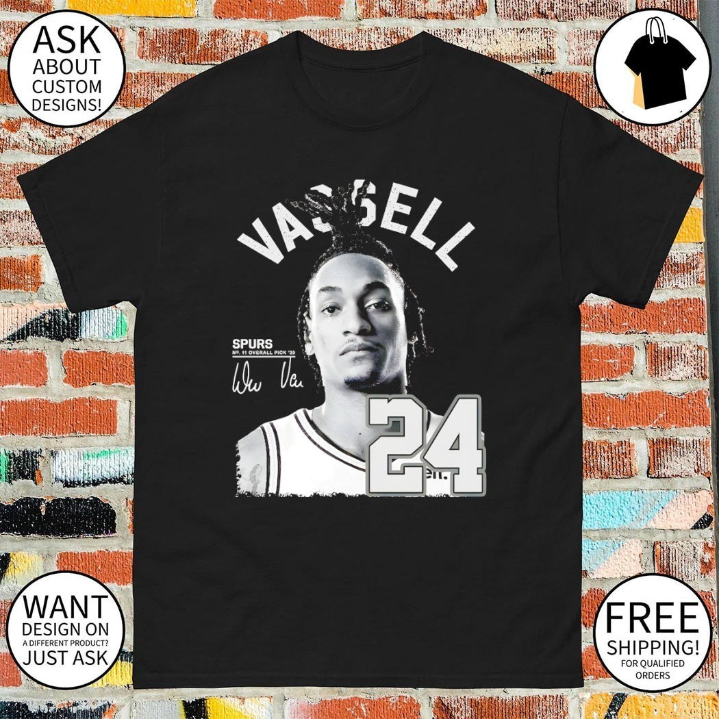 Devin Vassell San Antonio Spurs 24 basketball player portrait signature shirt