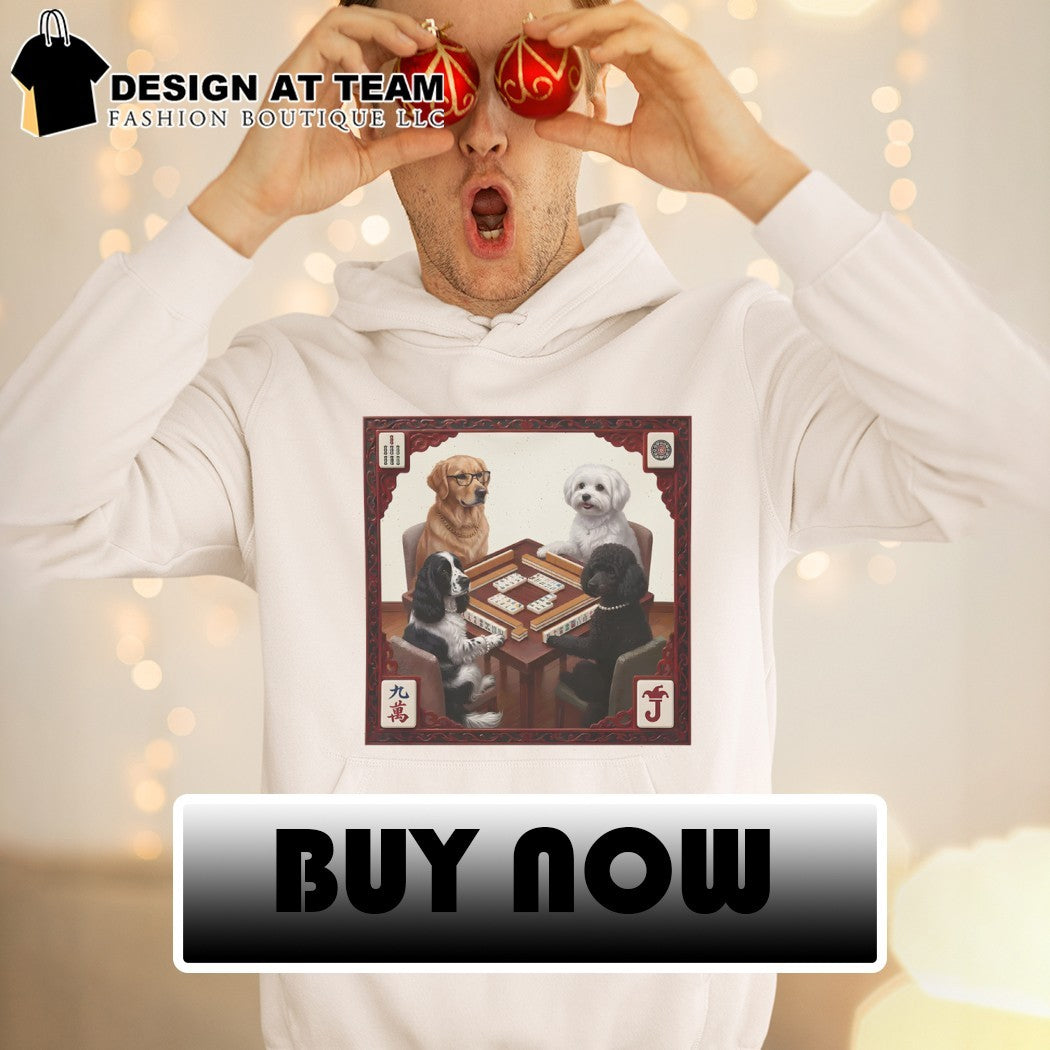 Dogs playing Mahjong with a Golden Retriever and Poodle meme shirt