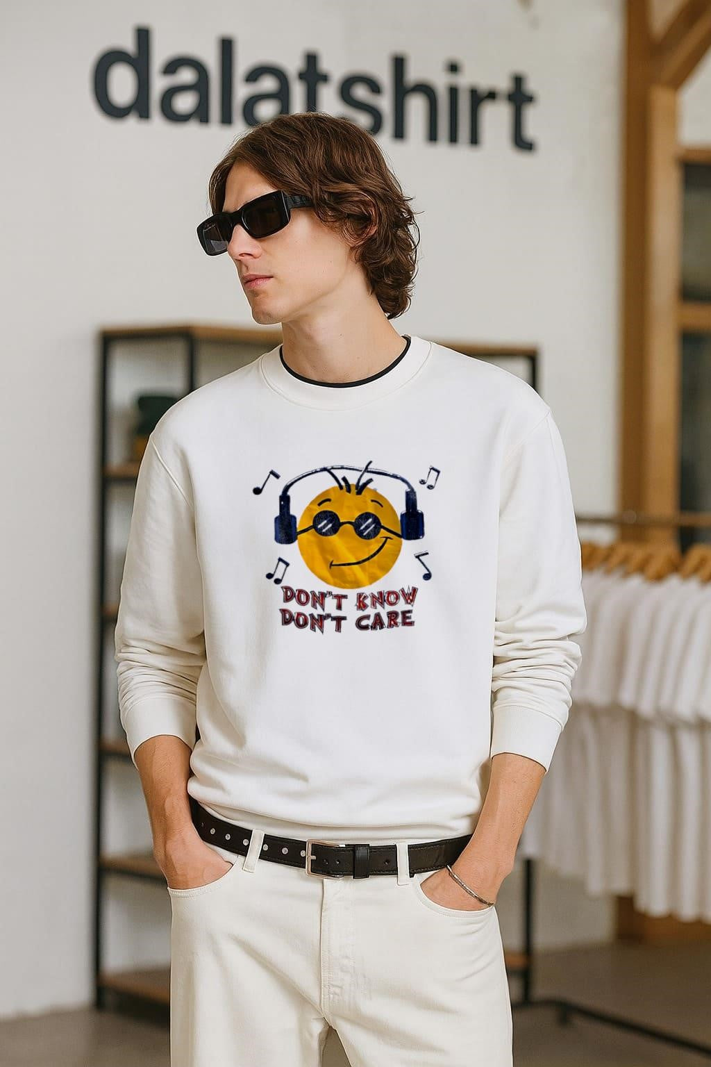 Don’t Know Don’t Care Smiley Face Music Headphones shirt