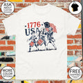 Drummers marching with American flag 1776 USA shirt