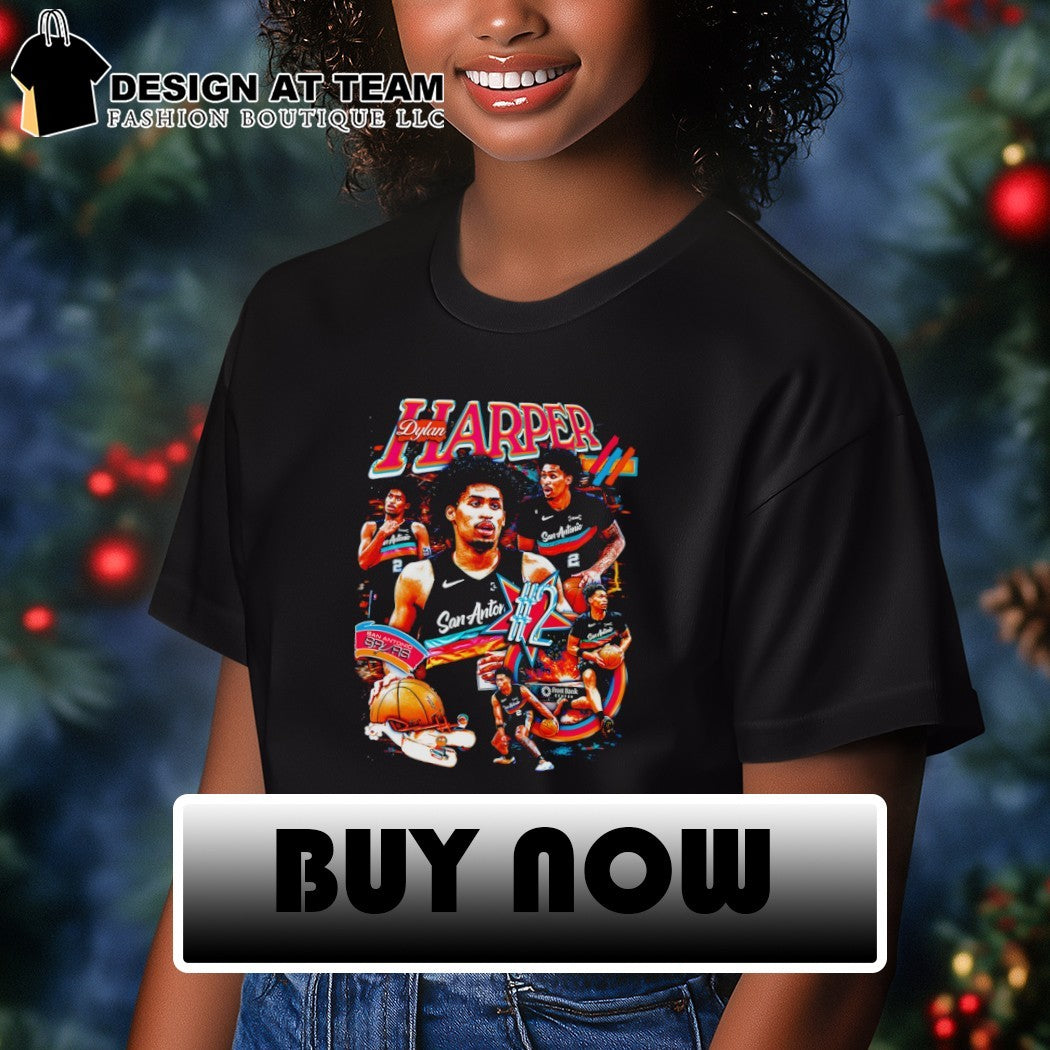 Dylan Harper San Antonio Spurs Basketball Fiesta NBA graphic 90s style shirt