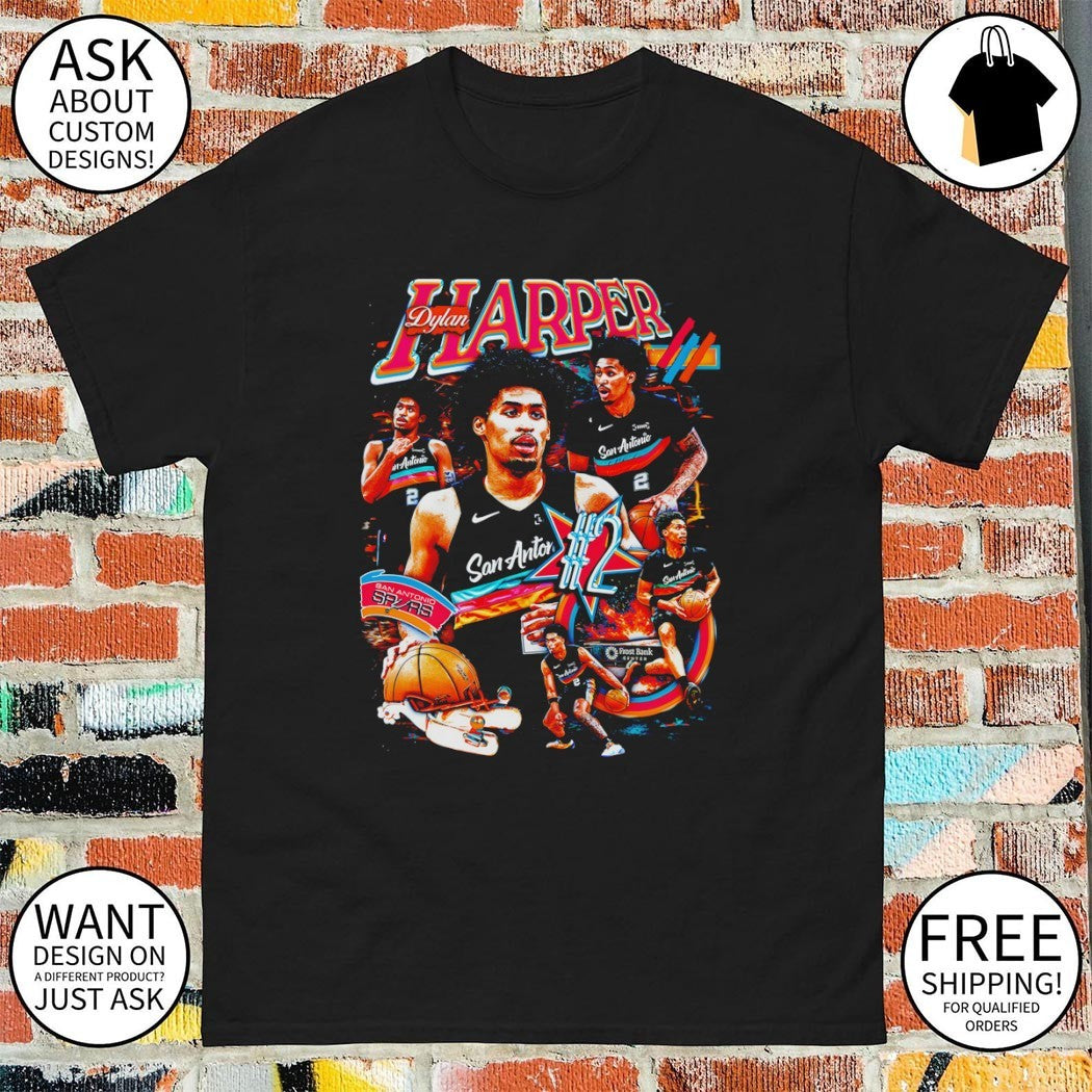 Dylan Harper San Antonio Spurs Basketball Fiesta NBA graphic 90s style shirt