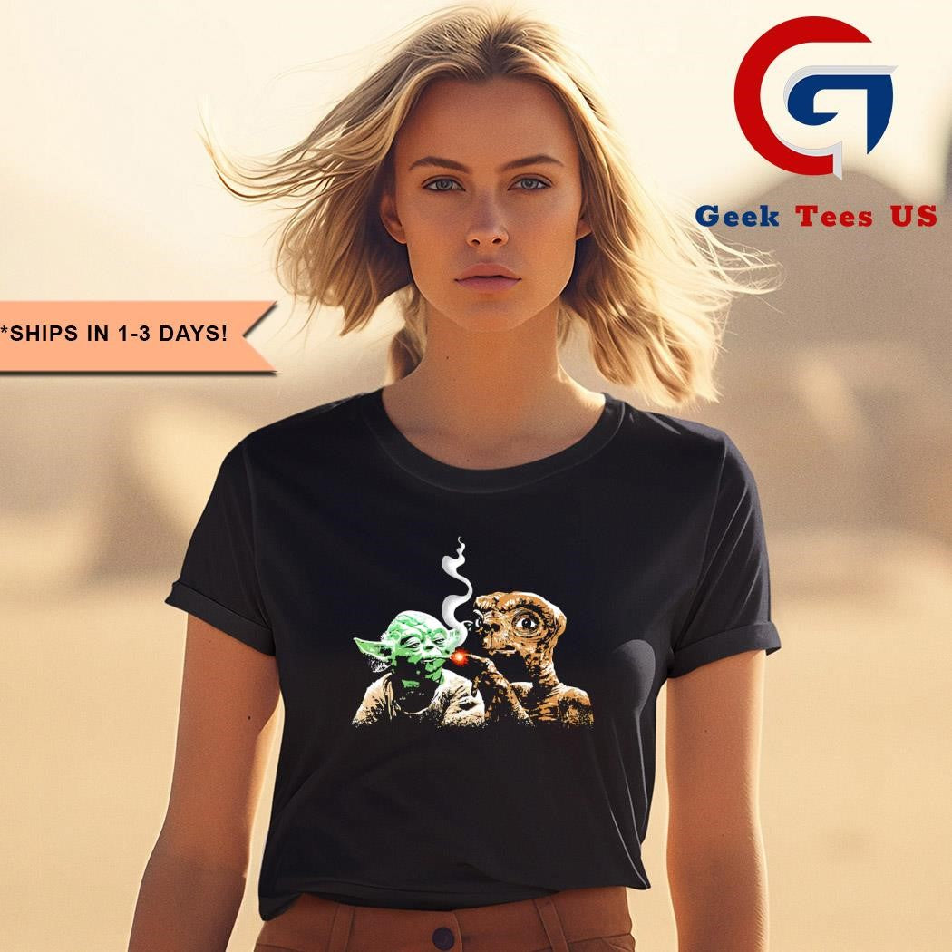 E.T. lights a cigarette for Yoda shirt
