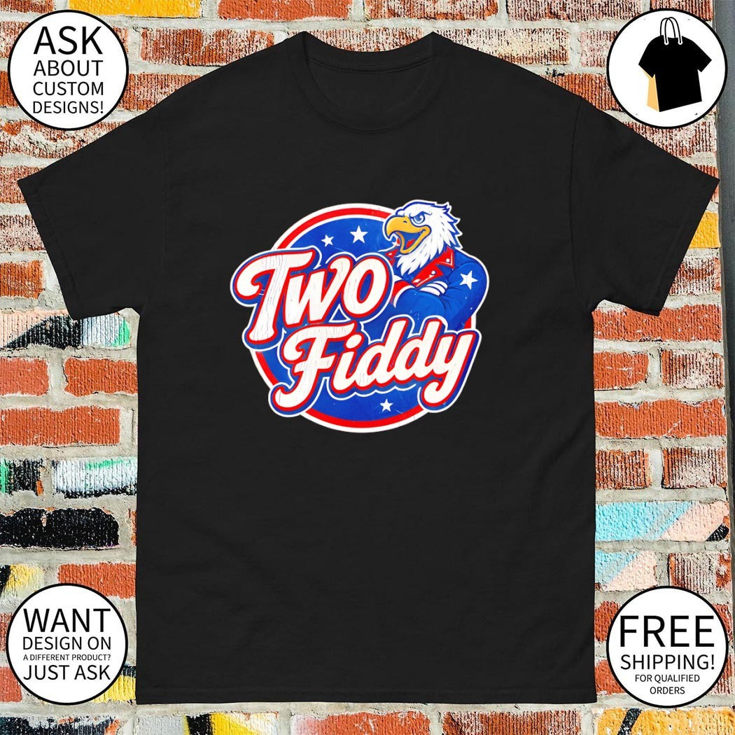 Eagle mascot Two Fiddy logo design patriotic shirt