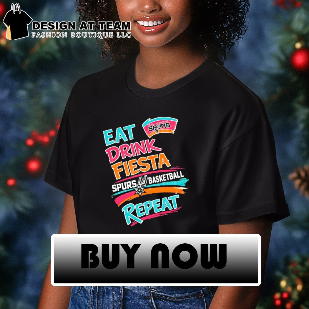 Eat Drink Fiesta Spurs Basketball Repeat San Antonio Spurs Basketball Playoffs shirt