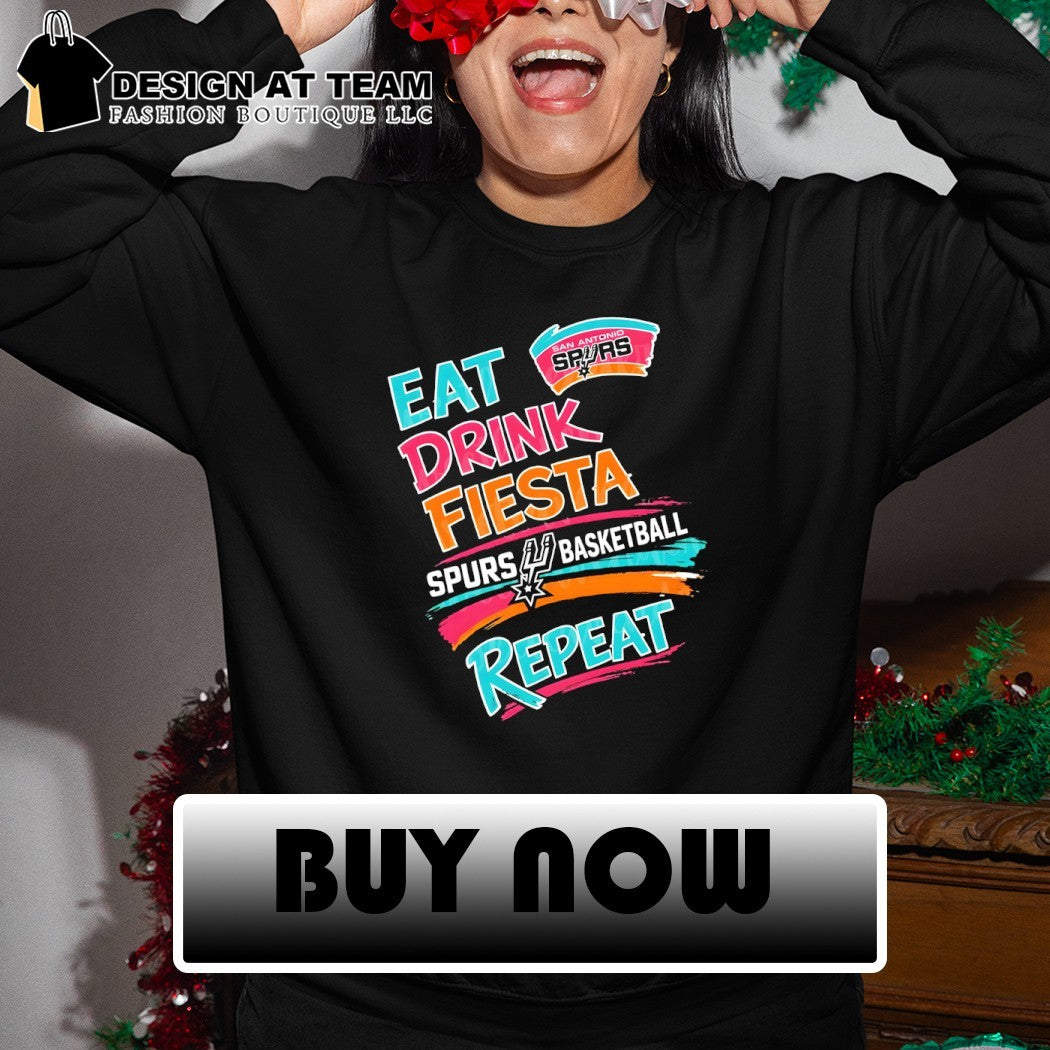 Eat Drink Fiesta Spurs Basketball Repeat San Antonio Spurs Basketball Playoffs shirt