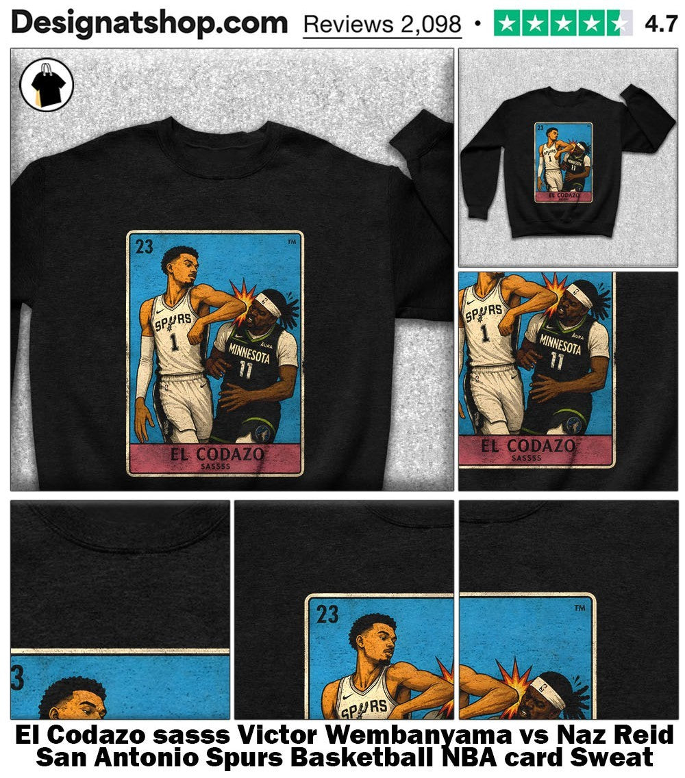 El Codazo sasss Victor Wembanyama vs Naz Reid San Antonio Spurs Basketball NBA card shirt