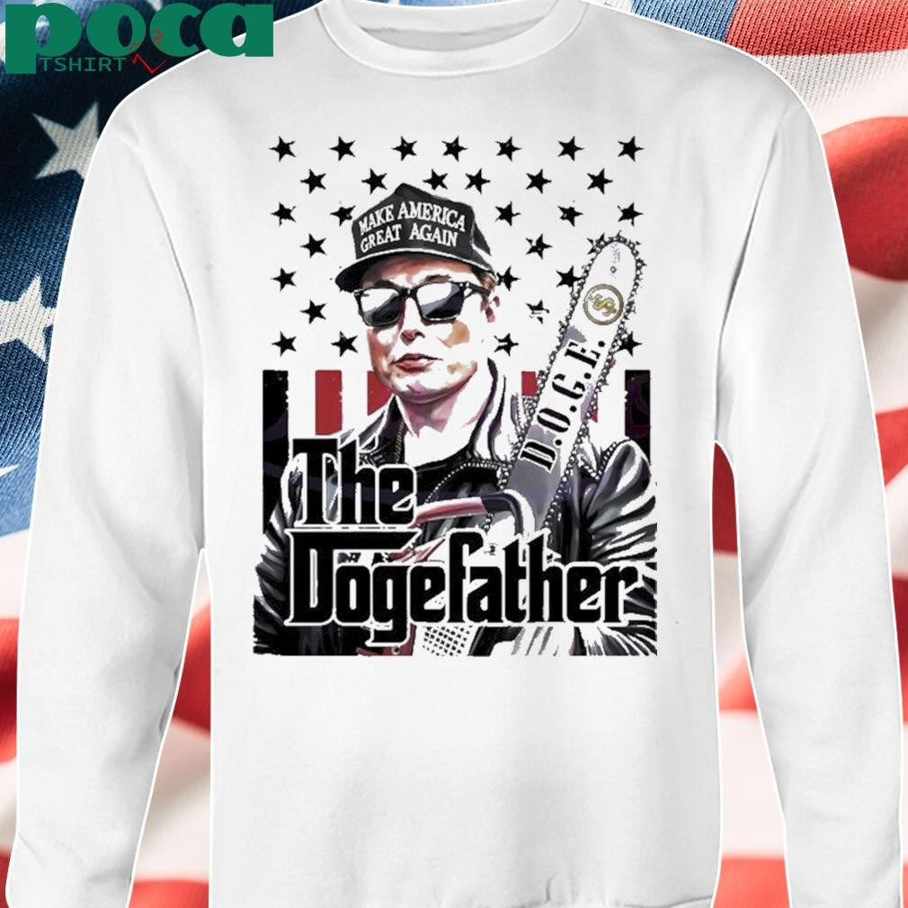 Elon Musk The Dogefather Chainsaw Doge Us Flag T Shirt